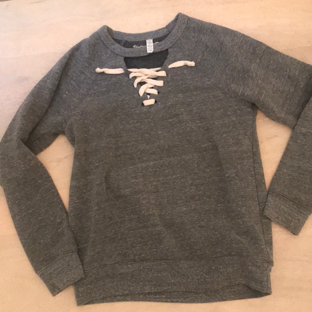 Vintage brand grey lace up sweatshirt